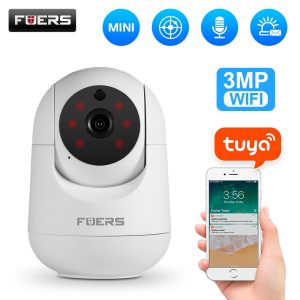 Fuers 3MP IP Camera | Tuya Smart Home Indoor WiFi Surveillance Cam with Audio